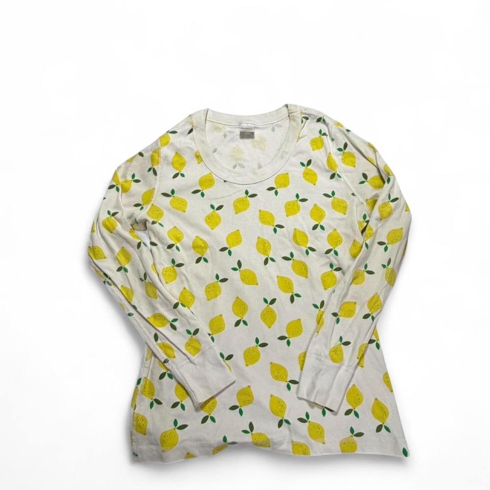 Hanna Andersson Yellow Lemon Print 100% Organic Cotton Long Sleeve Top
